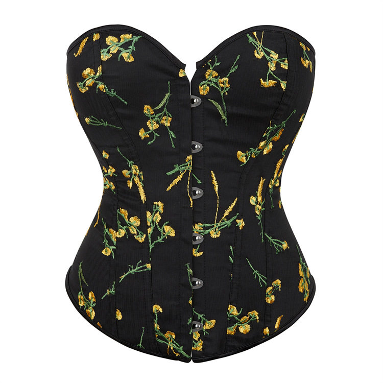 新款黑色绣花欧码性感束腰美体宫廷塑身上衣亚马逊速卖通货源