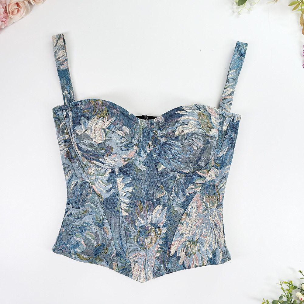 法式提花复古宫廷塑身衣收腹掐腰后开拉链抹胸高级鱼骨胸衣纯外穿,女士内衣/男士内衣/家居服,塑身上衣,淘宝优惠券,粉丝福利购,淘宝优惠卷