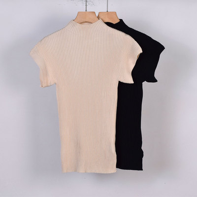 半高领飞袖背心百搭上衣