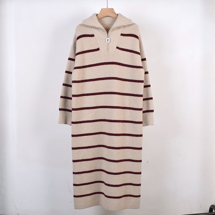 时尚过膝中长款长袖连衣裙