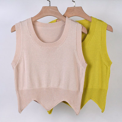 套头百搭短款圆领背心