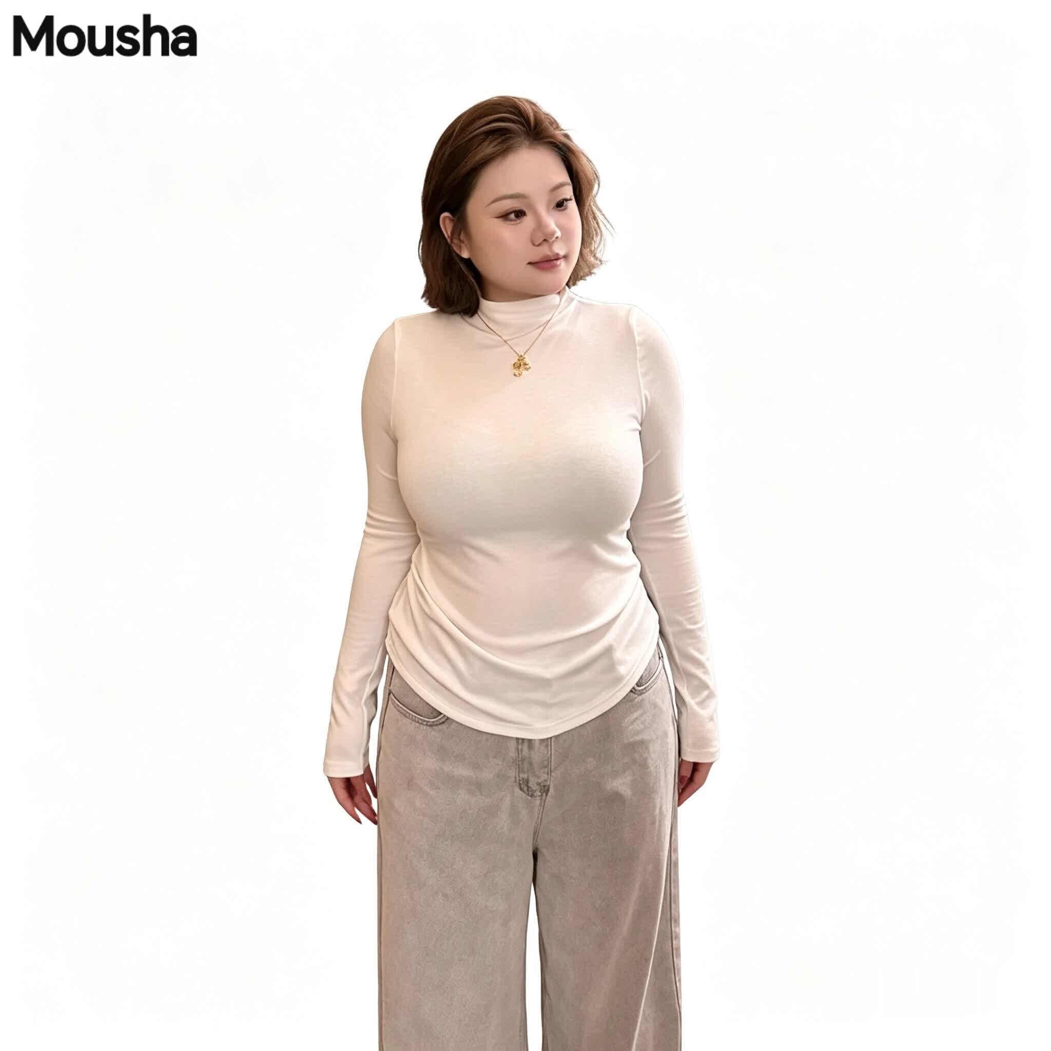 高领打底衫女胖mm早秋穿搭内搭长袖上衣胖mm显瘦遮肉上衣长袖t恤
