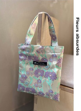 Fleurs absurdes原创设计小众优雅气质国风碎花方形手提手拿包