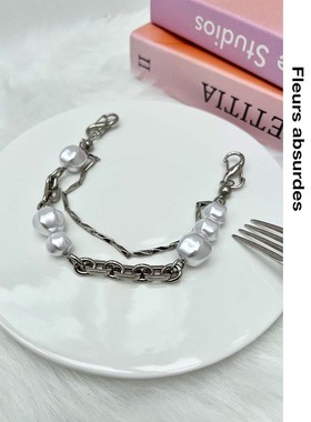 Fleurs absurdes法式优雅复古珍珠气质百搭精致手提链包包配饰