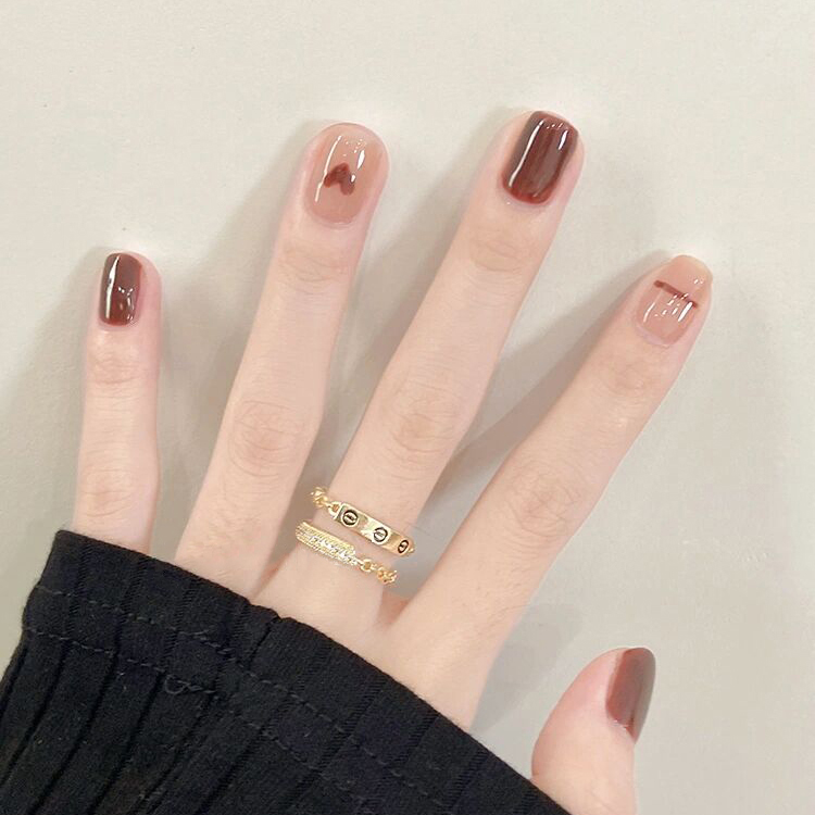 萤火虫手工指甲贴片 显白手绘简约线条美甲成品 孕妇可穿戴式甲片