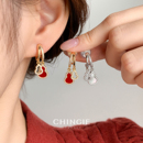 「青芥」新中式 天然贝母葫芦耳环新年红色玄学旺财耳饰无耳洞耳夹