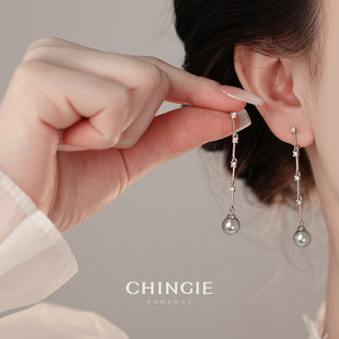 「似水流年」施家珍珠真多麻耳钉流苏蚊香盘耳夹无耳洞女耳饰耳环