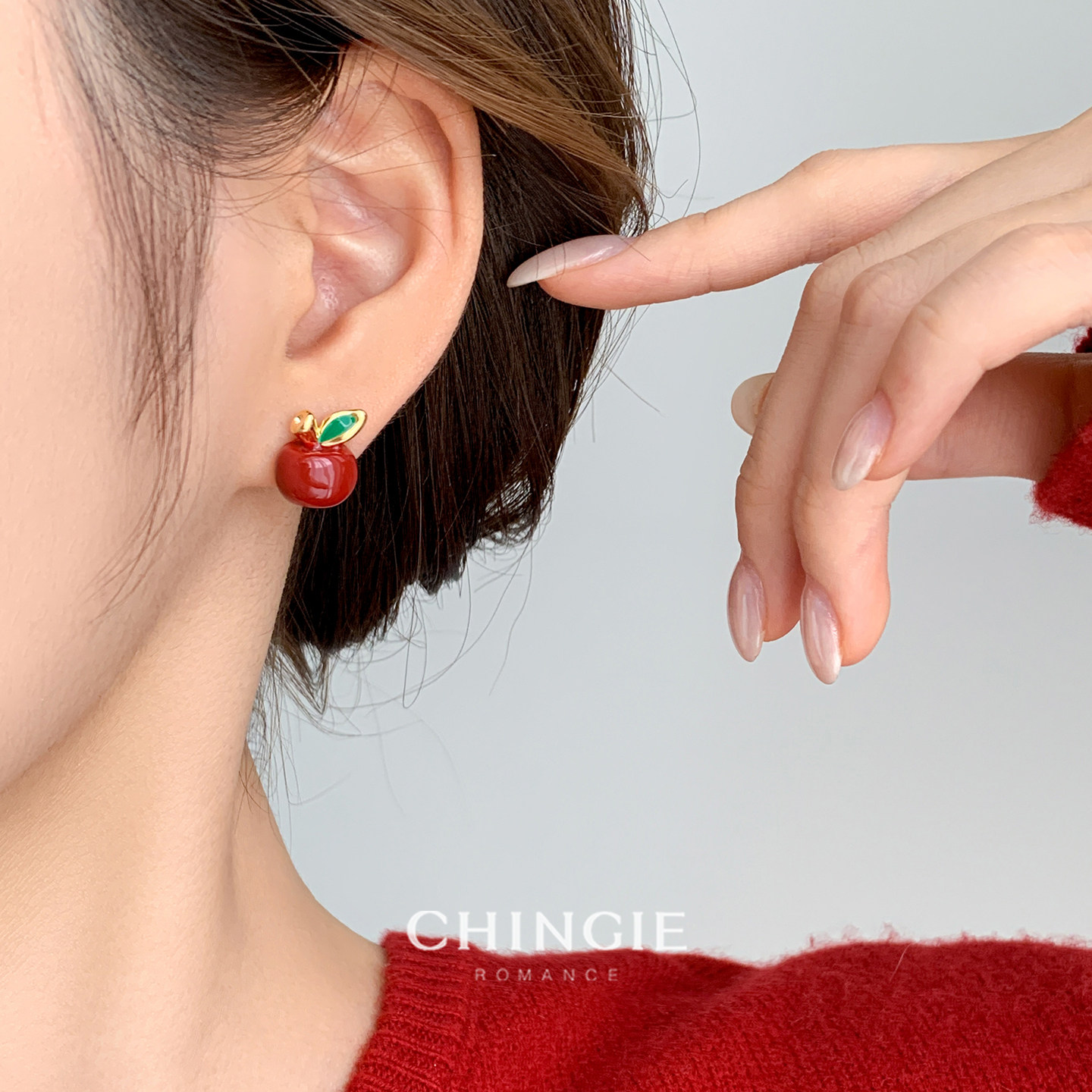 「青芥」简约红色小苹果滴釉耳环温柔甜美可爱耳饰新款无耳洞耳夹,饰品/流行首饰/时尚饰品新,耳夹,淘宝优惠券,粉丝福利购,淘宝优惠卷