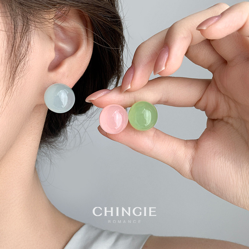 「青芥」夏日多巴胺果冻圆球无耳洞耳夹甜美可爱度假风耳饰女耳环