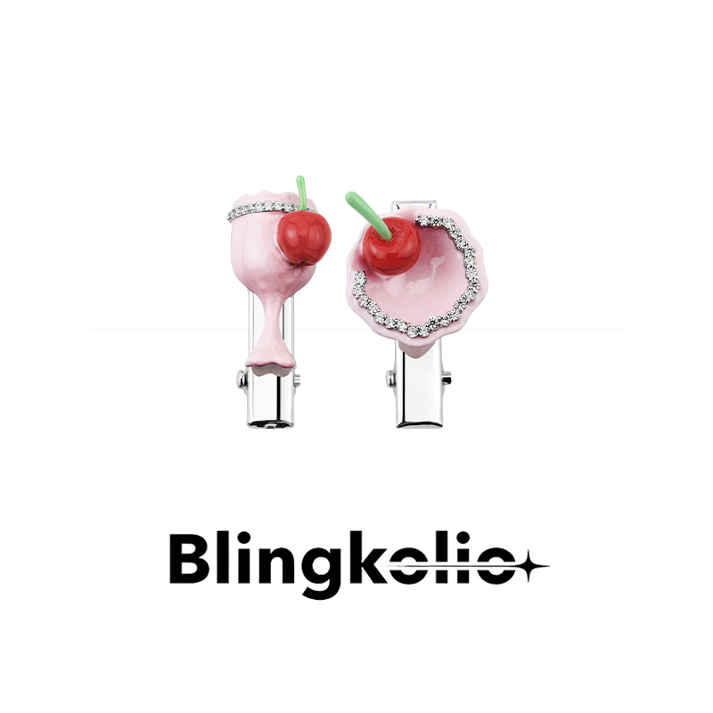 Blingkolio迷你发夹草莓牛奶餐盘
