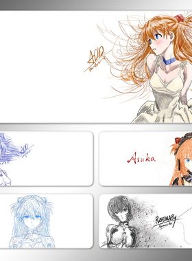 EVA网红线稿鼠标垫游戏电竞超大键盘笔记本电脑桌垫锁边加厚防滑