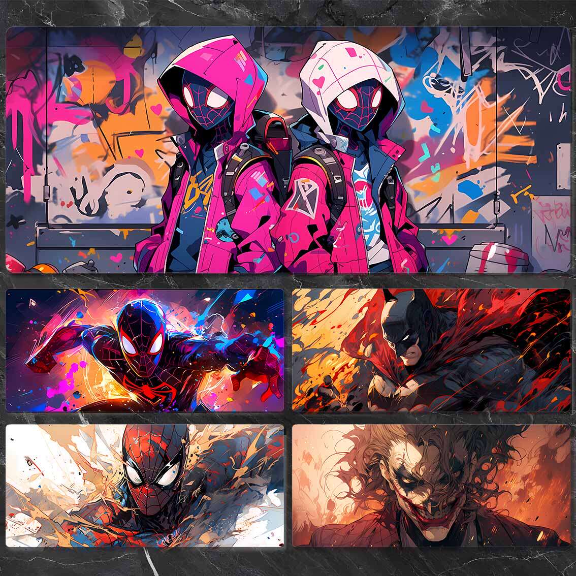 超大鼠标垫蜘蛛侠电竞游戏漫威钢铁侠蝙蝠侠CD小丑动漫男生键盘垫