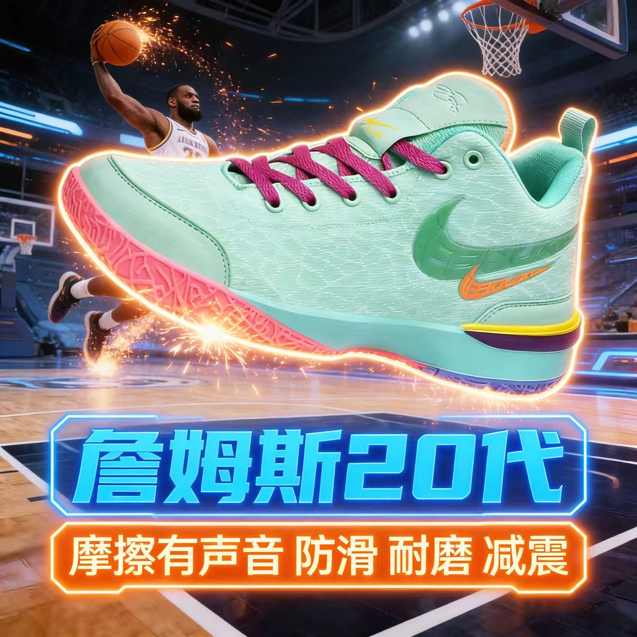 耏克詹姆斯20代鸳鸯篮球鞋男气垫透气减震耐磨学生球鞋实战运动鞋