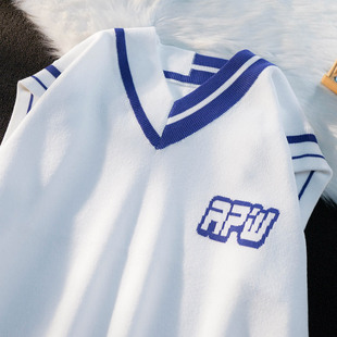 男情侣秋冬毛衣 马甲针织衫 APWSTUDIO美式 潮流ins假两件学院风无袖