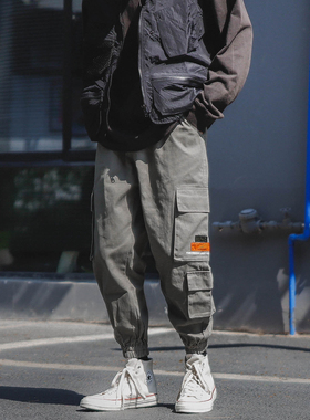 工装裤男秋季款宽松束脚裤男生加长版高个子裤子男2025休闲裤潮