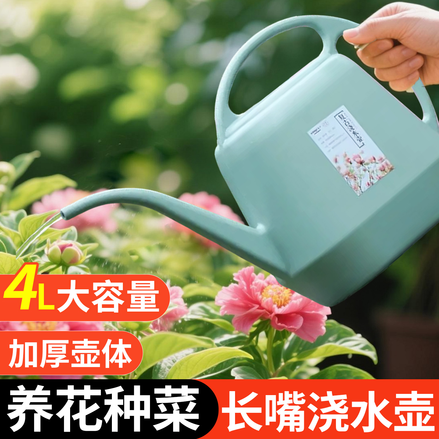 大容量长嘴浇水壶4L塑料家用洒水壶花卉绿植物盆栽浇花壶养花工具