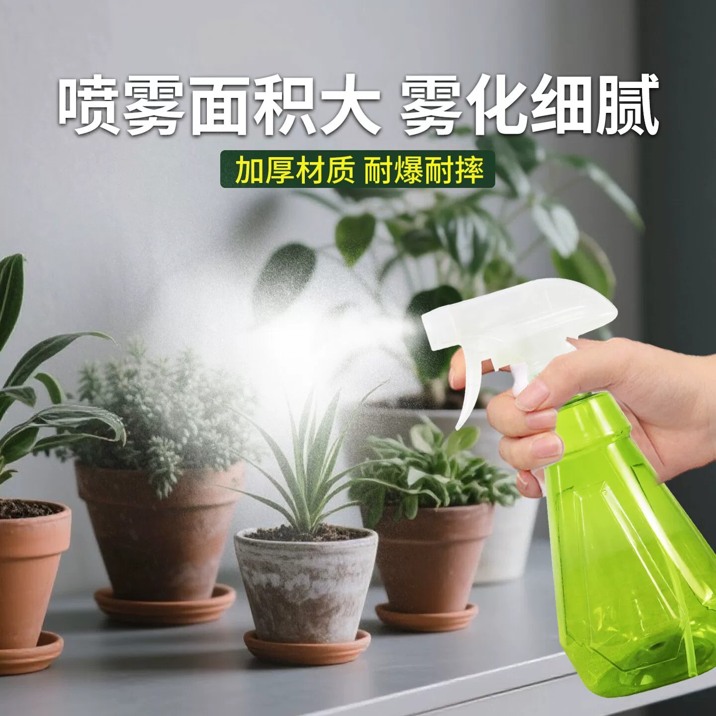 加厚透明耐摔500ml喷雾浇花壶图片
