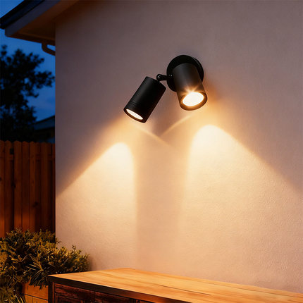 双头射灯led户外防水照明接电庭院花园门头室外阳台壁灯露台灯具