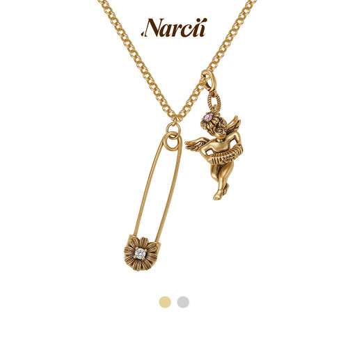 【田曦薇同款】NARCII 复古天使项链夏日别针叠戴吊坠生日礼物