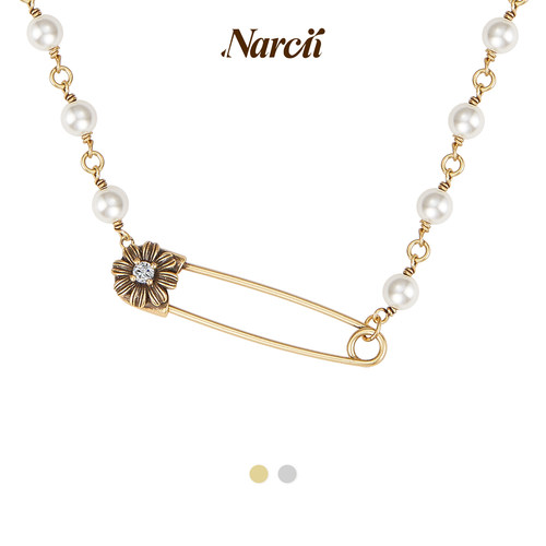NARCII「胶囊系列」珍珠别针长项链夏日复古叠戴多功能项链 新品
