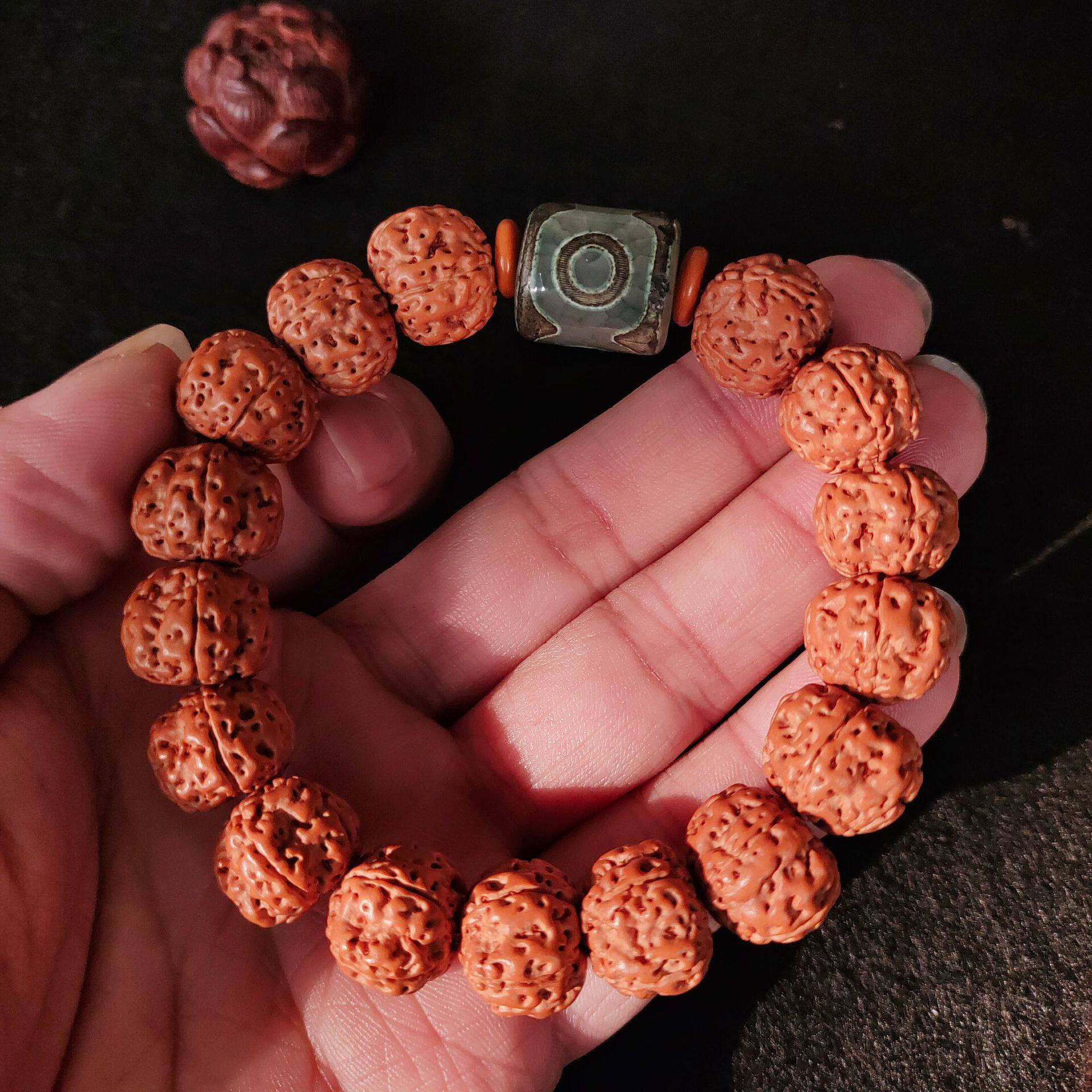 天然小金刚菩提手串搭玛瑙三眼天珠手链爆肉金刚菩提子男盘玩念珠