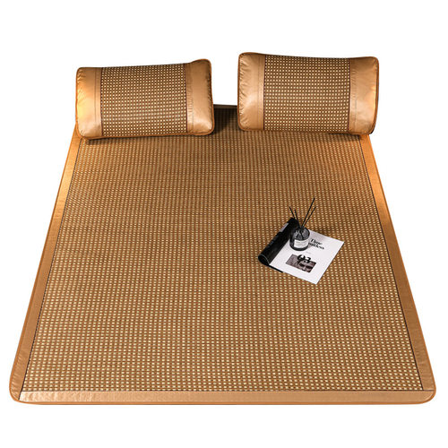 双面冰丝凉席夏季藤席三件套正反两用家用学生宿舍可折叠席子古藤