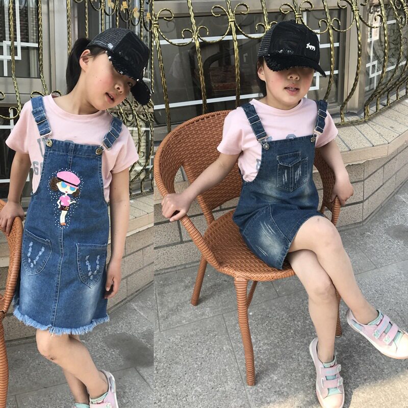 童装春夏装新款韩版儿童吊带裙子3-10岁宝宝牛仔裙女童背带裙