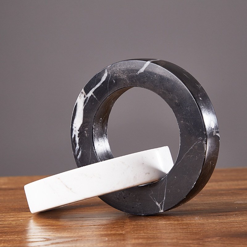 欧式大理石圆环摆件办公室桌面黑色白色圆扣样板房售楼处软装饰品,文具电教/文化用品/商务用品,石膏像,淘宝优惠券,粉丝福利购,淘宝优惠卷