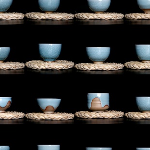 手工拉胚制作汝窑茶杯陶瓷品茗杯个人杯功夫茶具主人杯汝瓷茶杯