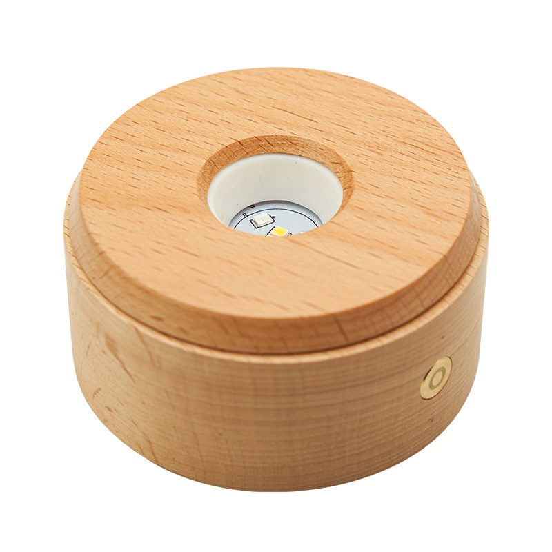 led实木底座旋转多模式灯光白光一体灯座usb方体圆球搭配礼品