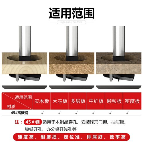 铰链木工开孔器35mm木门装锁18合页木板打孔木头专用钻头套装
