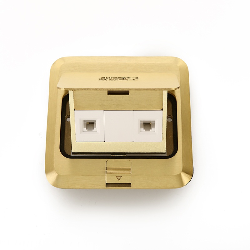 120弹起式地面插座全铜防水老型高脚地板插2位双网线网络地插加工