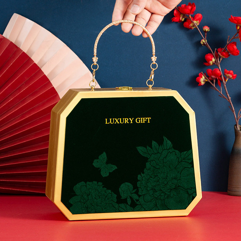 伴手礼盒八角翻盖手提礼品盒中式高档结婚喜糖盒子七夕礼物盒