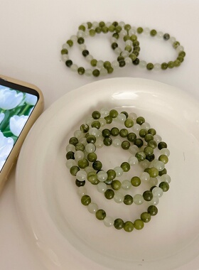 绿色串珠手链年新款女复古风简约高级感手绳手串手饰闺蜜礼物