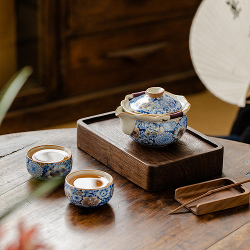 几欢繁花手抓壶家用陶瓷泡茶壶单壶汝瓷功夫茶具茶壶泡茶器青花