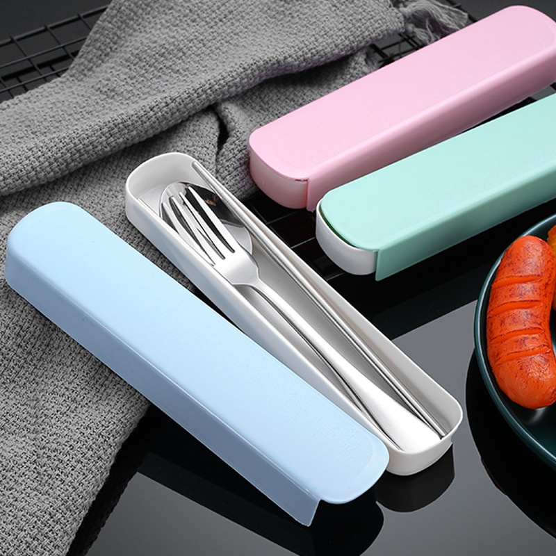 不锈钢便携餐具套装筷子勺子叉子三件套超市活动礼品学生户外