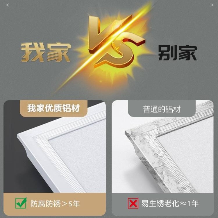集成吊顶灯白色厨房灯300x300直发光面板灯办公室嵌入式led平板灯