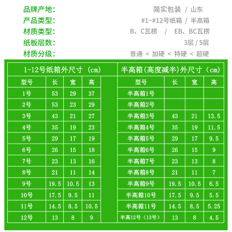 简实现货邮政纸箱加硬包装盒打包箱半高箱纸壳子小纸盒13号箱