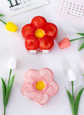 礼物桌面陶瓷花朵花瓶餐桌小摆件客厅插花干花家居装饰品彩绘鲜花