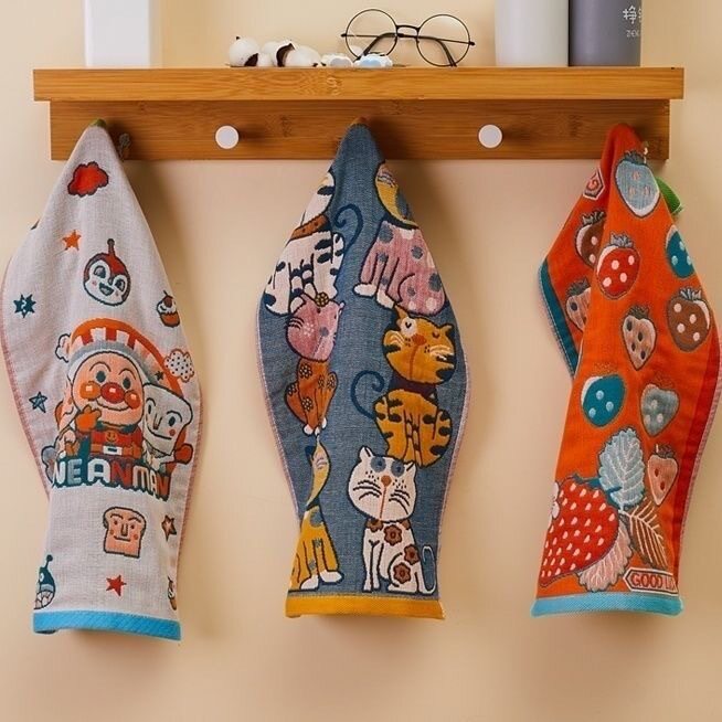 纱布毛巾儿童纱布童巾加厚婴童毛巾口水巾卡通汗巾幼儿园毛巾