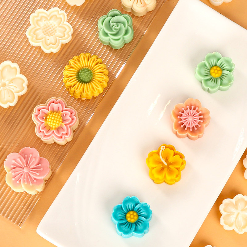 月饼模具手压式家用绿豆糕压花磨具冰皮定心糕点花形模型新款