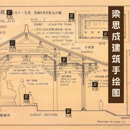 梁思成手稿图像中国建筑史手绘图古建设计素材营造法式高清图PDF