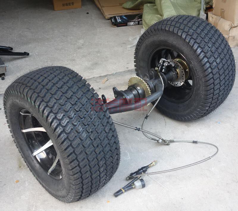 改装三轮四轮摩托沙滩车卡丁车差速后桥悬挂链条传动后桥12寸轮胎