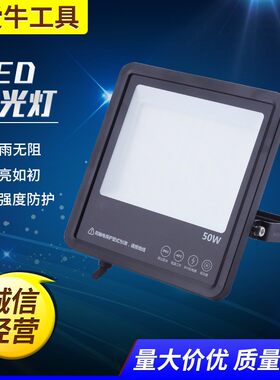公牛led投光灯户外防水方形工地射灯室外150W超亮100w照明灯200w