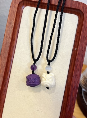 天然白象果醒狮手工编绳项链男女情侣闺蜜项链学生礼物生日礼物