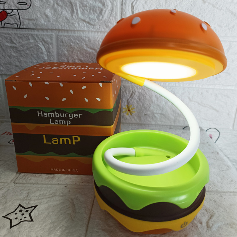 汉堡包造型折叠护眼儿童LED台灯氛围灯小夜灯可伸缩收纳三档