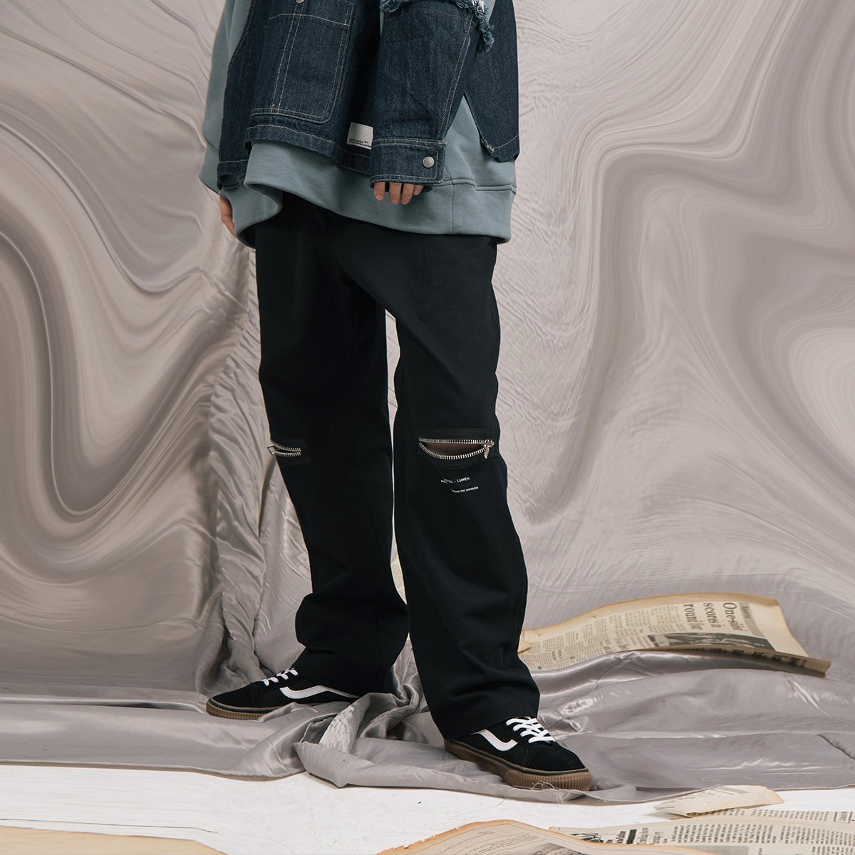 LETROTTOIR 18AW ZIP PANTS 拉链印花直筒休闲工装长裤男女同款在类目 男装, 休闲裤中 - 来自Buy2taobao.com提供专业的淘宝代购服务