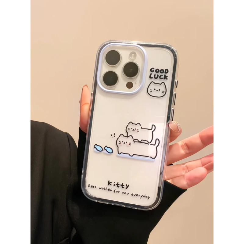 叠叠乐小猫适用于苹果17/16/15promax撞色大孔手机壳适用华为P90适用小米17适用vivoX300适用oppoA5X保护套
