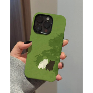 树荫猫咪适用苹果17/16promax菲林二合一手机壳iPhoneAIR新款15/14/13pro情侣款vivo华为P70小米15oppo防摔套