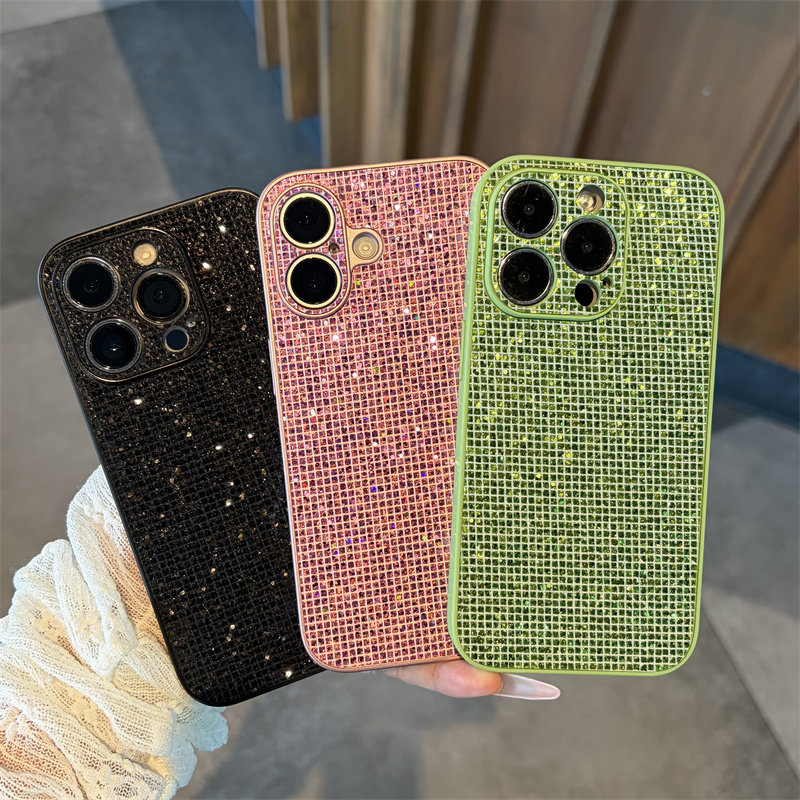 韩系轻奢感适用iPhone18/17Promax金属漆闪钻手机壳苹果16/15pro磨砂硬壳14/13pro个性12/11promax保护套